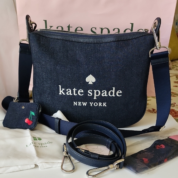kate spade Handbags - Kate Spade Navy Crossbody Bag with Cherry Detail